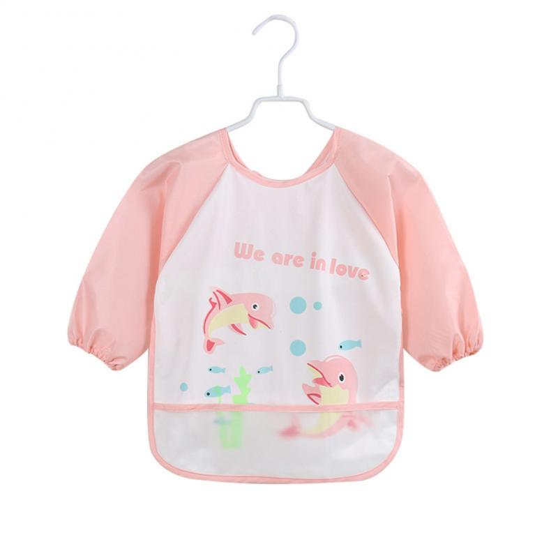 5 Kleuren Soft Kids Full Body Cover Lange Mouwen Slabbetjes Tpu Waterdichte Feeding Bib Unisex Kinderen Voeden Comfortabele Schort Slabbetjes burp: 4