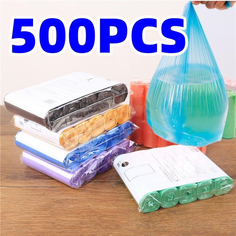 100/500 stuks huishoudelijke wegwerp vuilniszakken voor in de keuken, vuilniszakken voor in de prullenbak, met platte bovenkant voor extra privacy.