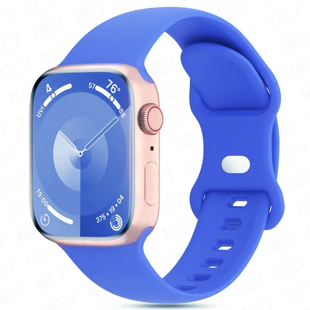 Urrem til apple watch-rem 44mm 40mm 45mm 41mm 42-38mm silikonearmbånd iwatch-rem serie 8 7 se 3 4 5 6 9 ultra 2 49mm: Røgfarvet lilla / 14mm