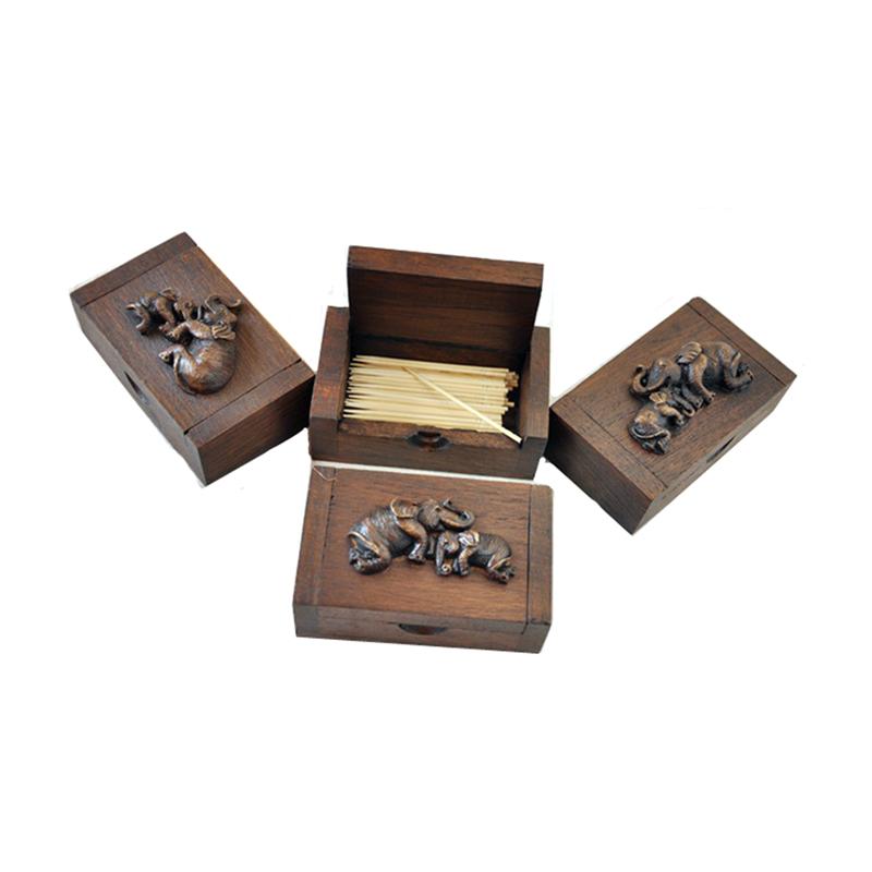 1pc Embossment Elephant Toothpicks Holder Toothpicks Storage Box Desktop Adornment for Home