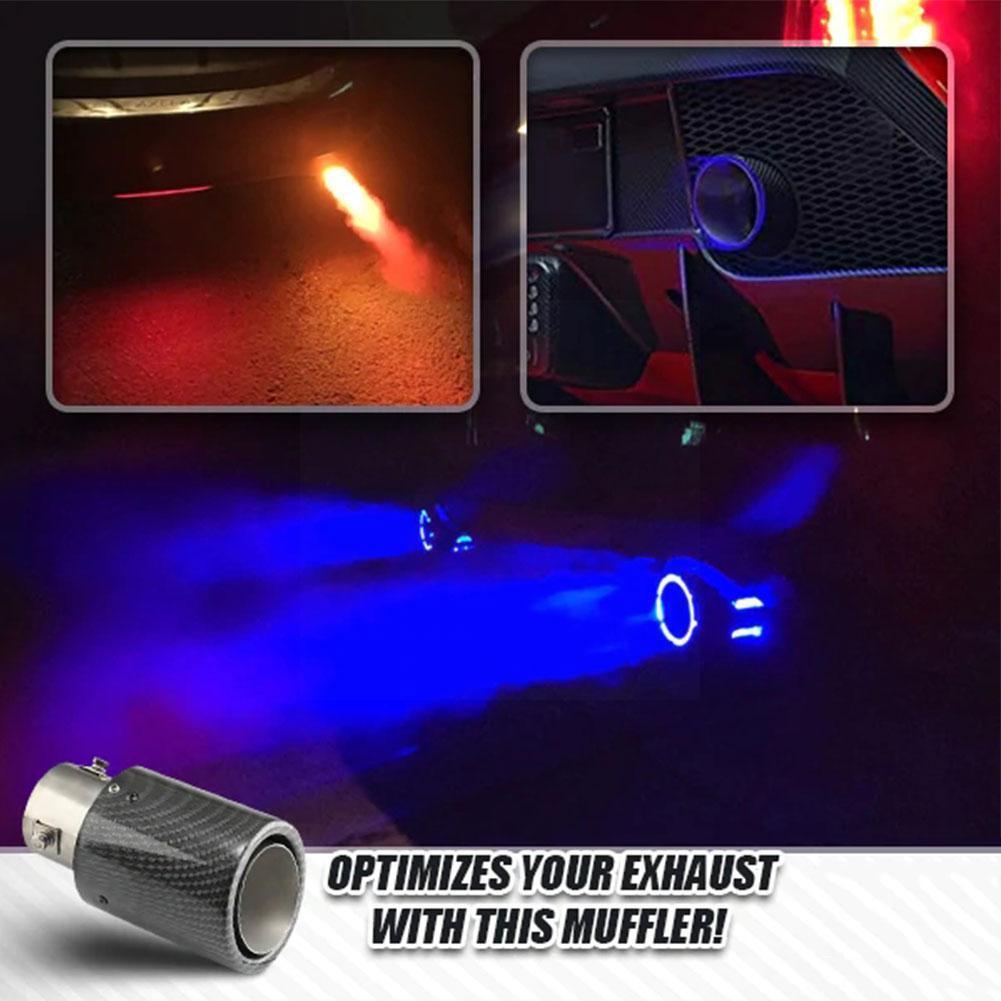 2022 Auto Accessoires Carbon Fiber Kleur Auto Uitlaat Tip 63-65Mm Licht Licht Met Rood/Blauw Rood/Blauw Pijp Led Uitlaat M4Z5