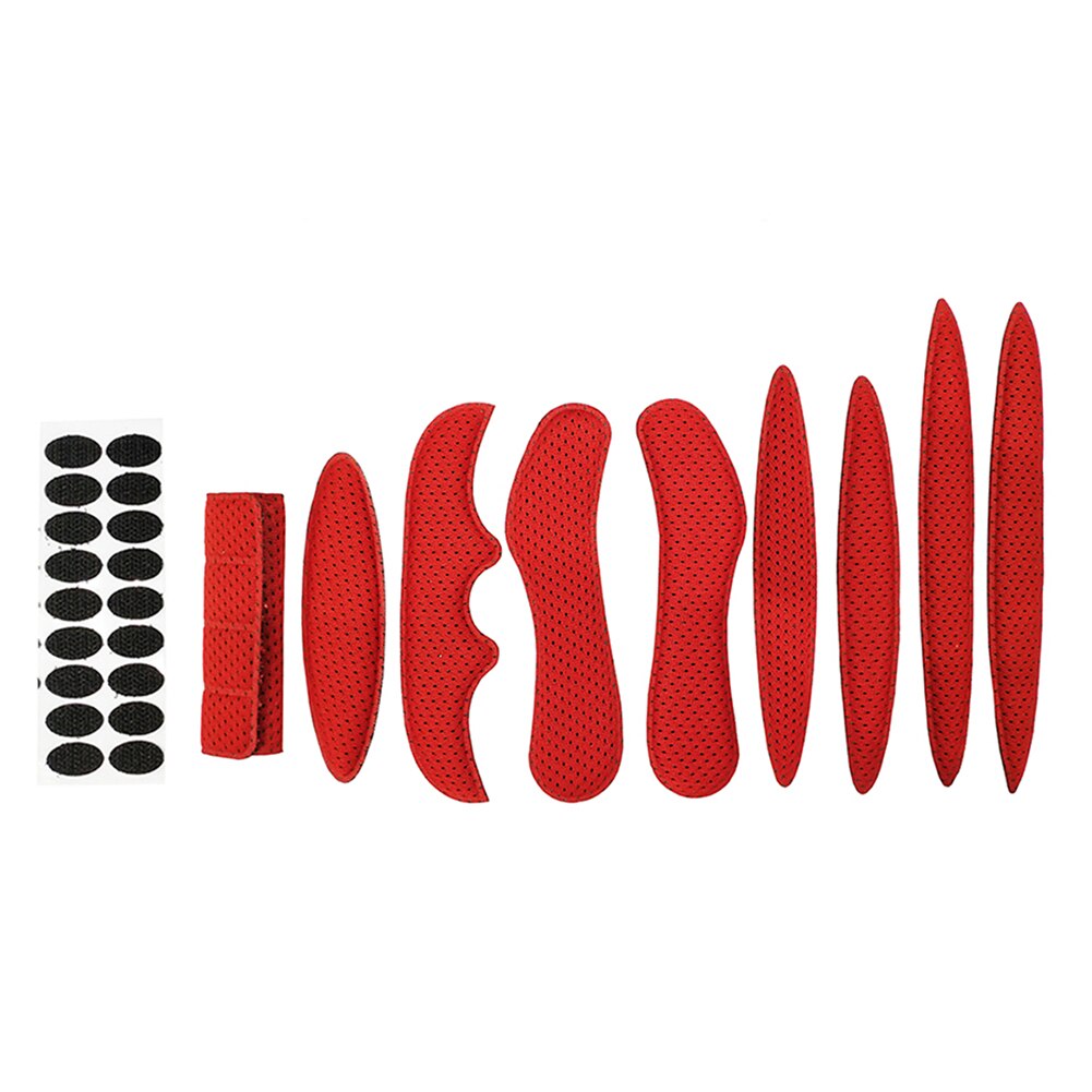 Kit de coussinets intérieurs pour casque de moto, 27 pièces, éponge douce de doublure scellée à séchage rapide pour cyclisme, accessoires de coussin de protection: Rouge
