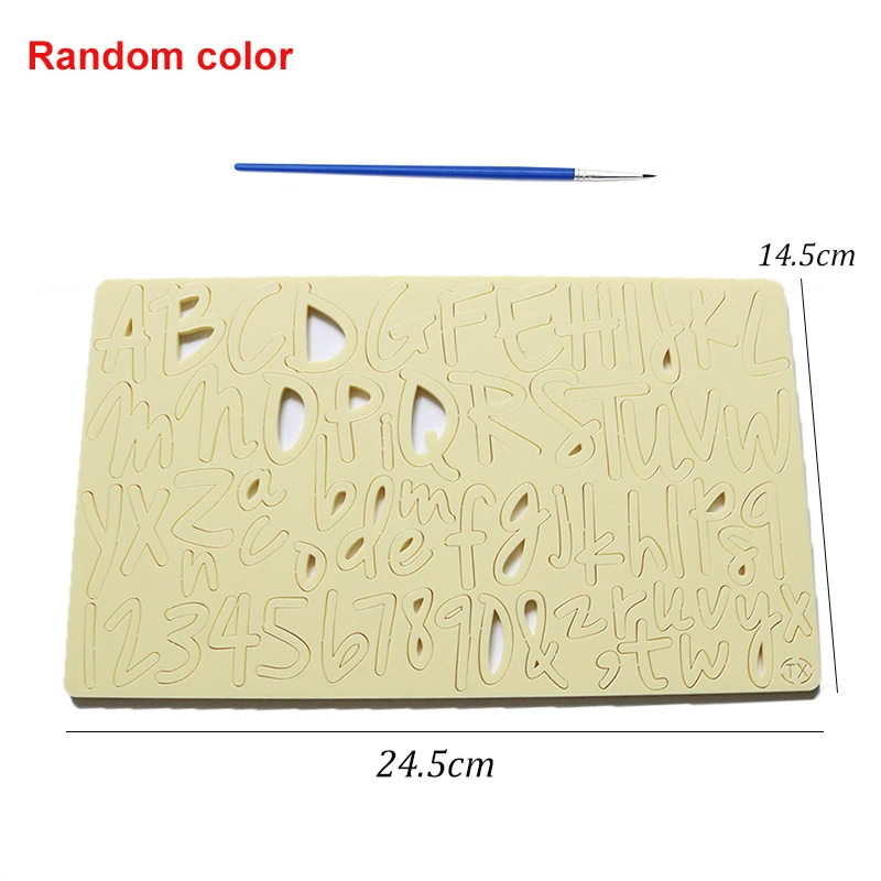 Kageværktøjer store bogstaver alfabet tal præget bogstav udstikker form dreng pige cookie udstikker stempel fondant køkkenværktøj: Mørk khaki
