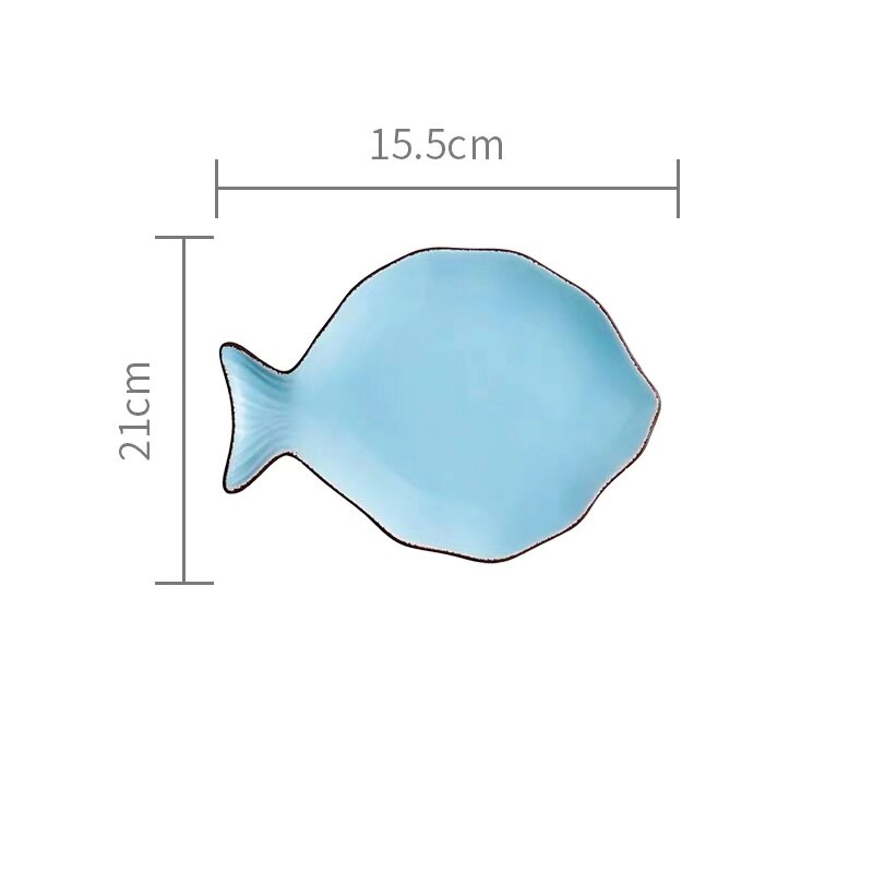Japanse Oceaan Keramische Ontbijt Plat Servies Walvis Vis Schotel Shell Zeester Vorm Rijstkom Blauw Wit Porselein Servies: blue fish plate