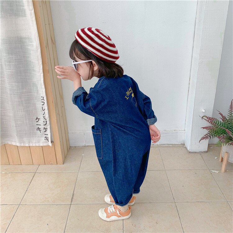 Humor Beer Kinderkleding Jumpsuit Herfst Pocket Jongens Meisjes Casual Brief Tooling Denim Kids Kleding Peuter Jongens Meisjes
