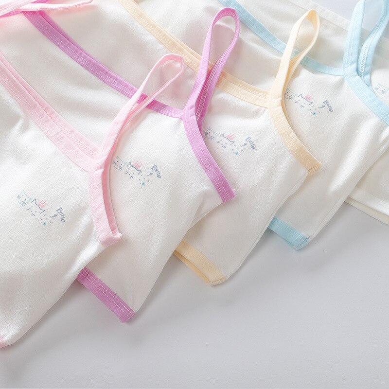5 pièces filles sous-vêtements respirants coton soutien-gorge fronde avec des lettres pour enfants adolescent formation petit gilet 8-16Y