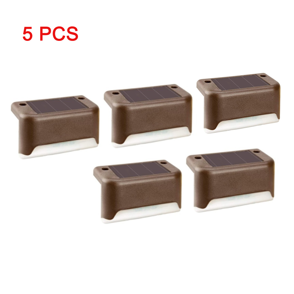 Solar Verlichting Solar Stap Lichten Buiten Waterdichte Led Zonne-energie Tuin Licht Lamp Decoratie Voor Patio Stair Tuin Yard Fence: 5pcs Brown