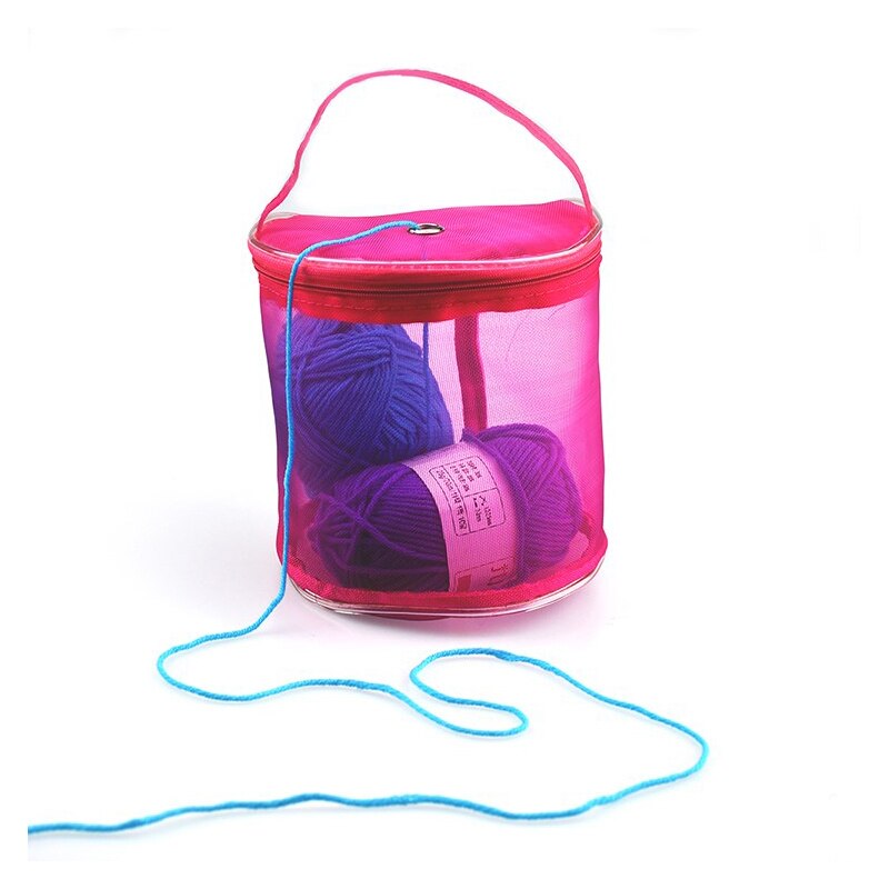 Portable Mesh Wool Storage Bag Knitting Baskets Boxes Wire Mesh Weaving Round Bags Storage Yarn Crochet Storage Organizer