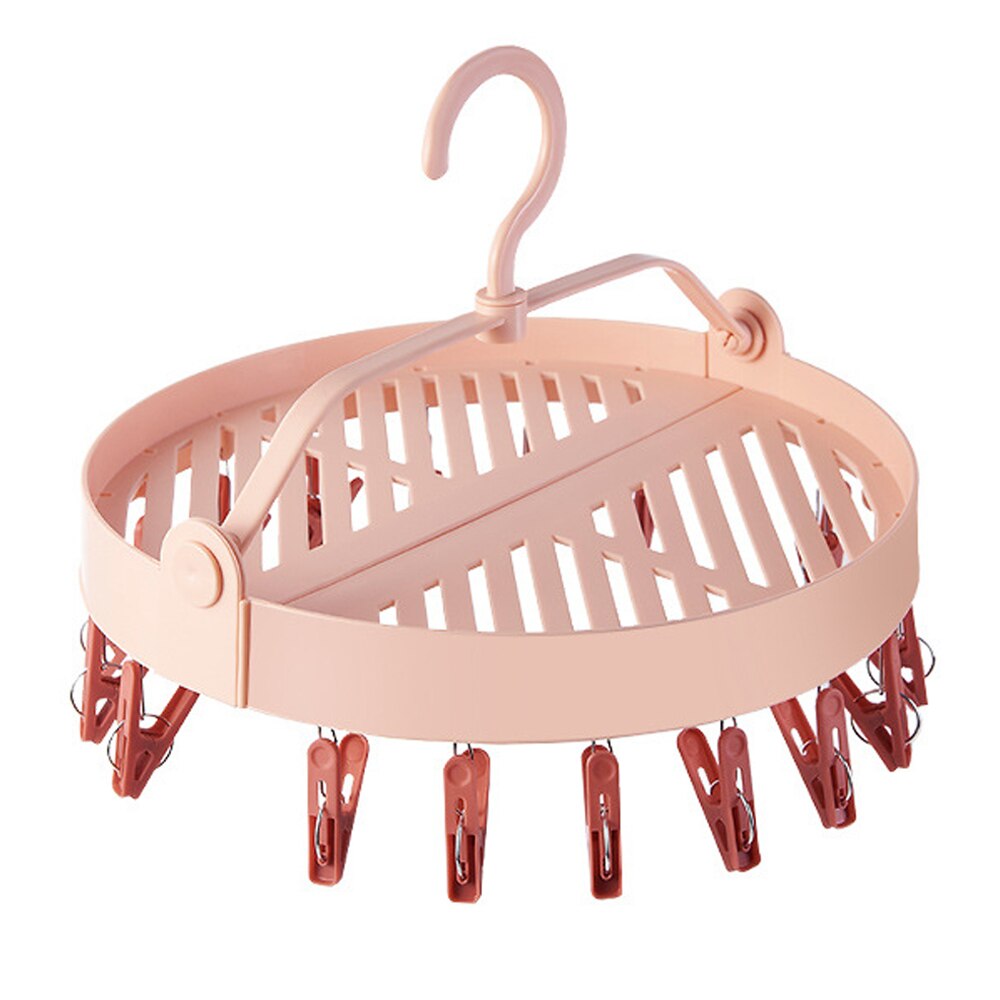 18 Clips pliable vêtements étendoir 360 degrés rotation coupe-vent étendoir porte-chaussette pince à linge chaussettes sous-vêtements maison cintre: Pink