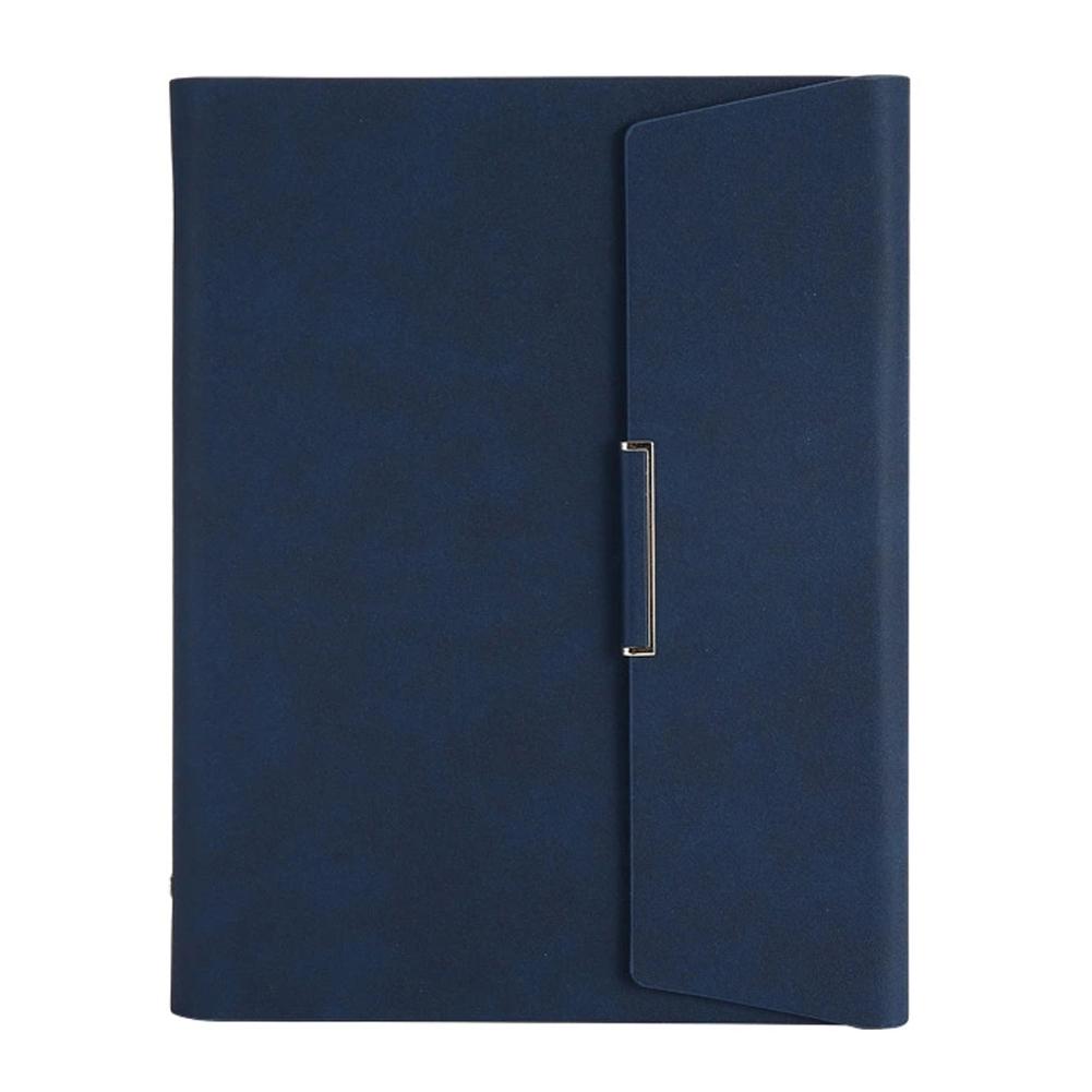 Three-folded Business Notebook Loose-leaf Notepad Business Faux Leather A5 Writing Notebook With Card Pocket Pen Cover: Sky Blue