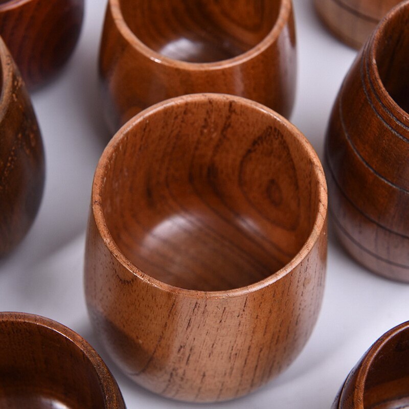 Japanese Style Natural Wooden Cup Reusable Environmental Protection Tea Coffee Milk Wine Cup Heat Insulation Water Cup
