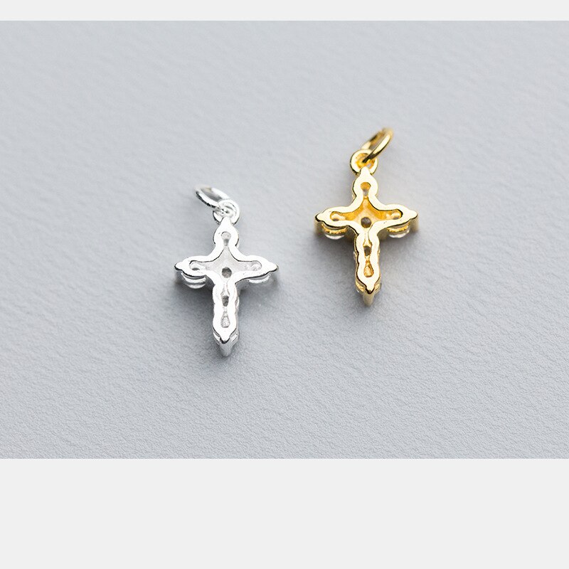 925 Sterling Silver Cross Charm Pendant With AAA Zircon Women Men Decoration Bracelets Earrings DIY Jewelry Making Accessories