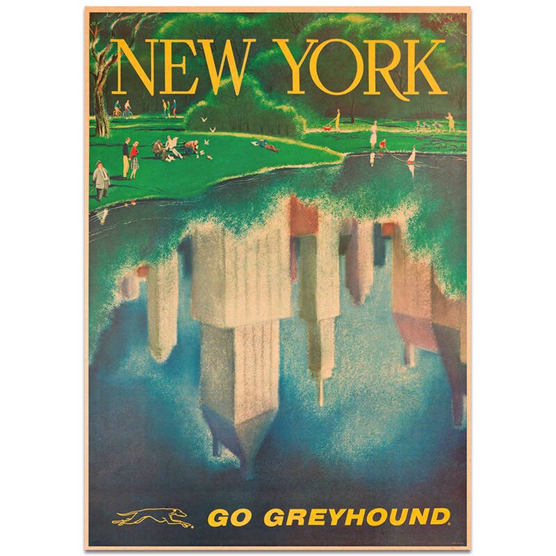york landemerker plakat bytur veggklistremerke årgang kraftpapir kafé bar hotellinnredning håndmalt landskapsbilde 42 x 30cm: Tcity 254