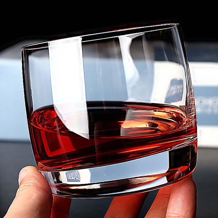 Runda, tjocka basen av klart glas, glasviskeydrinkkoppar, set  of 2