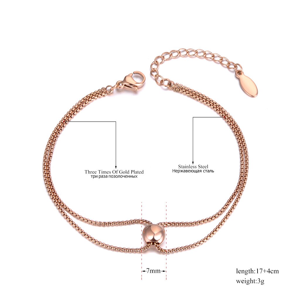Lokaer Trendy OL Style Double Layers Charm Bracelets Bangle For Women Stainless Steel Box Chain Bohemia Summer Jewelry B19058