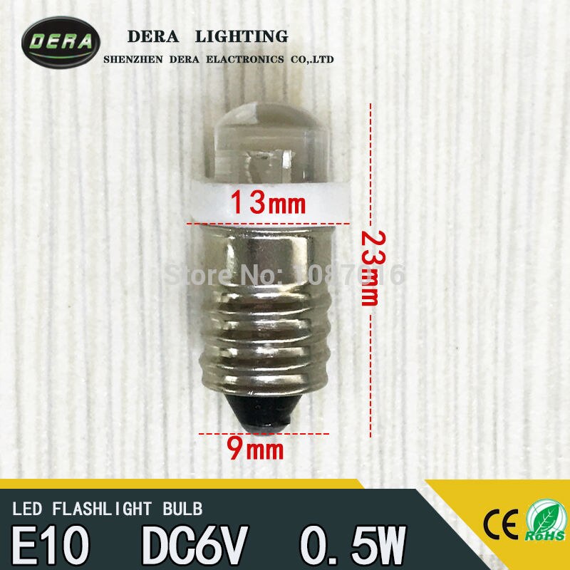 Fabrikspris  e10 0.5w 6v 4.5v 3v led til fokus lommelygte udskiftning pære lommelygte nødarbejdslys ren hvid