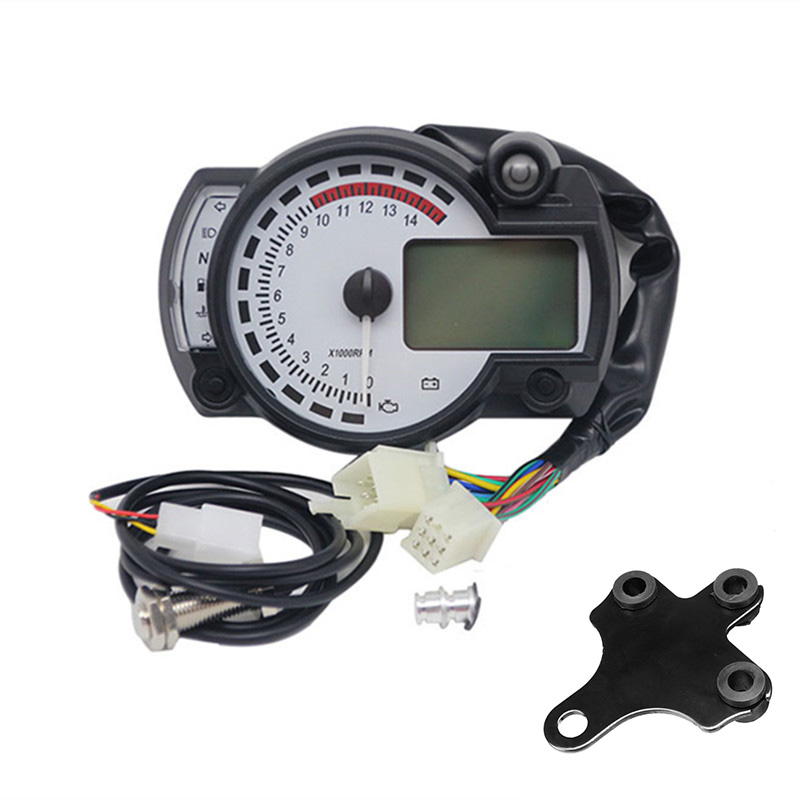 KOSO-tacómetro Digital RX2N para motocicleta, medidor de combustible con pantalla LCD, velocímetro, máximo ajustable, 299 KM/H, 7 colores: with bracket