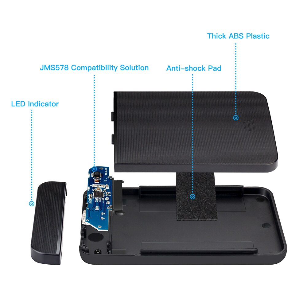KESU Hard Disk Enclosure Case 2.5 inch SATA USB 3.0 SSD/HDD 1TB 2TB Hard Drive Box for Samsung Seagate, support UASP SATA III