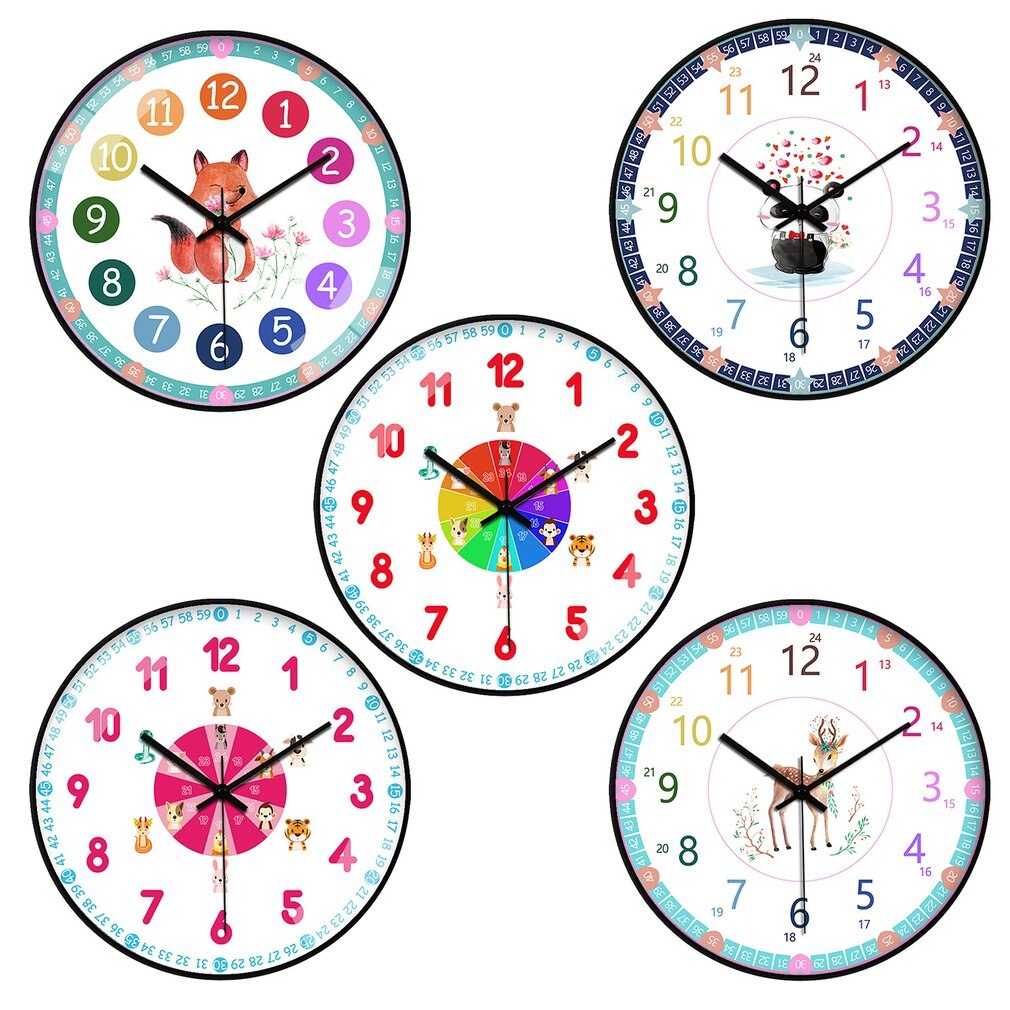 Early Childhood Learning Wall Clock Ultra-quiet Home Classroom Living Room School Recognition Table Wall Clock