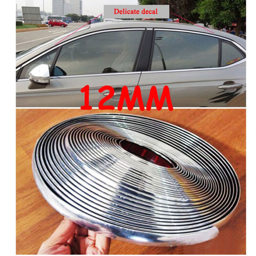 12mm*15m Chrome Car Auto Moulding Strip Trim Bumper Protector Bright Silver durable and practical