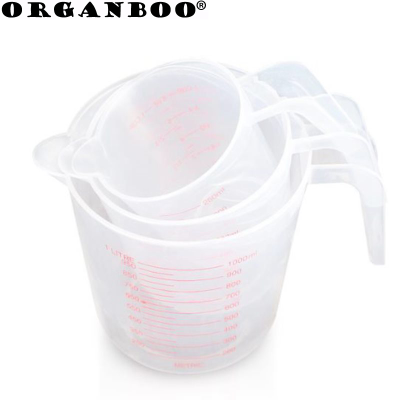 ORGANBOO 1 st 250/500/1000 ml Maatbeker Plastic Liquid Maatbekers Afgestudeerd Koken Bakken Meetinstrument keuken Benodigdheden