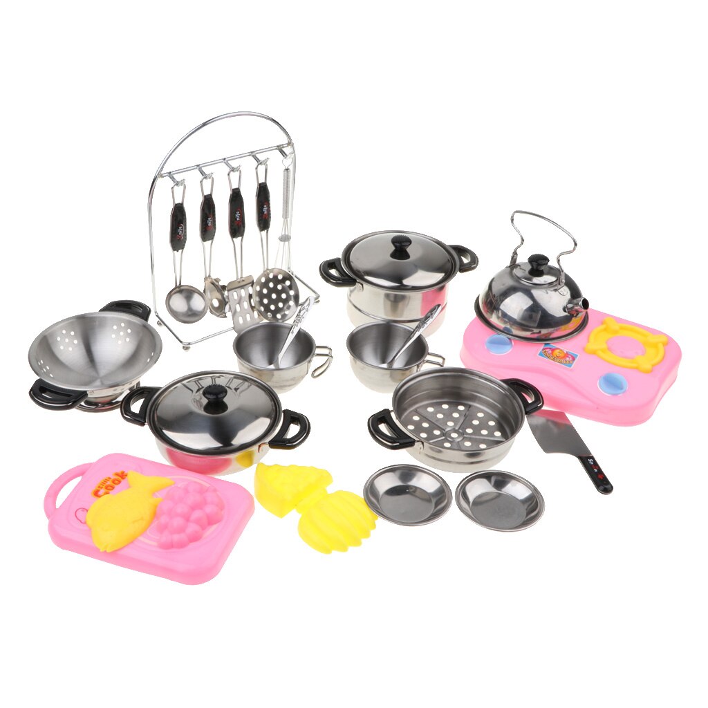 Spelen Keuken Speelgoed-27Pcs Rvs Potten & Pannen En Keukengerei Kookgerei