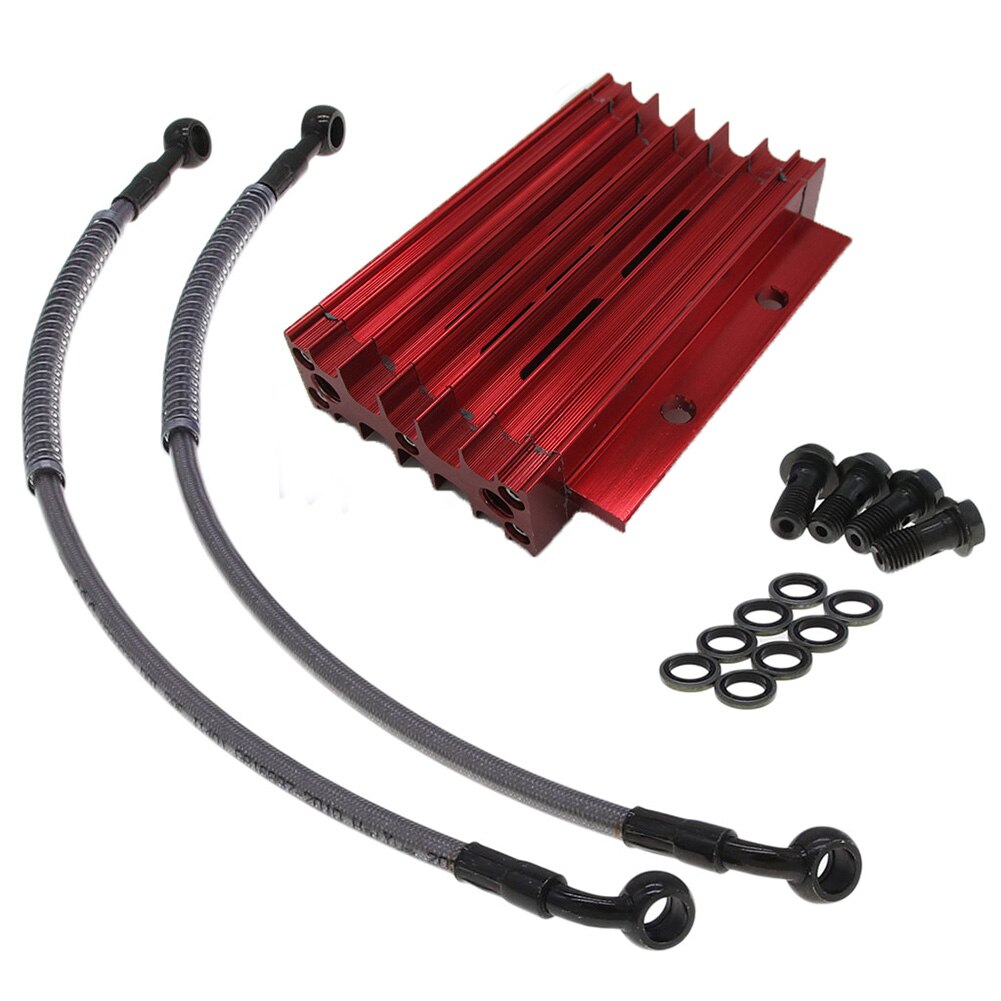 Aluminum Engine Oil Cooler Radiator Kit for Monkey 125CC 140CC ATV Dirt Pit Bike Engine Oil Cooler Cooling Radiator Kit: Red