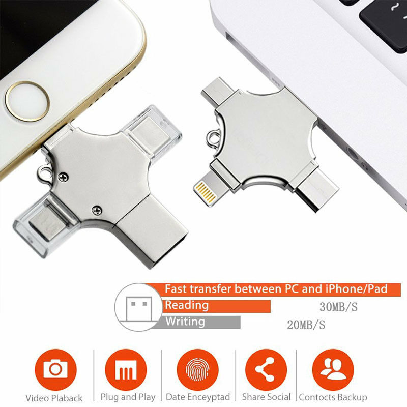 Iphone Usb Flash Drive 3.0 Cle Usb 128GB Flash Pendrive USB-C Type C Smartphone Mirco USB otg Memory Stick voor iphone ios telefoon