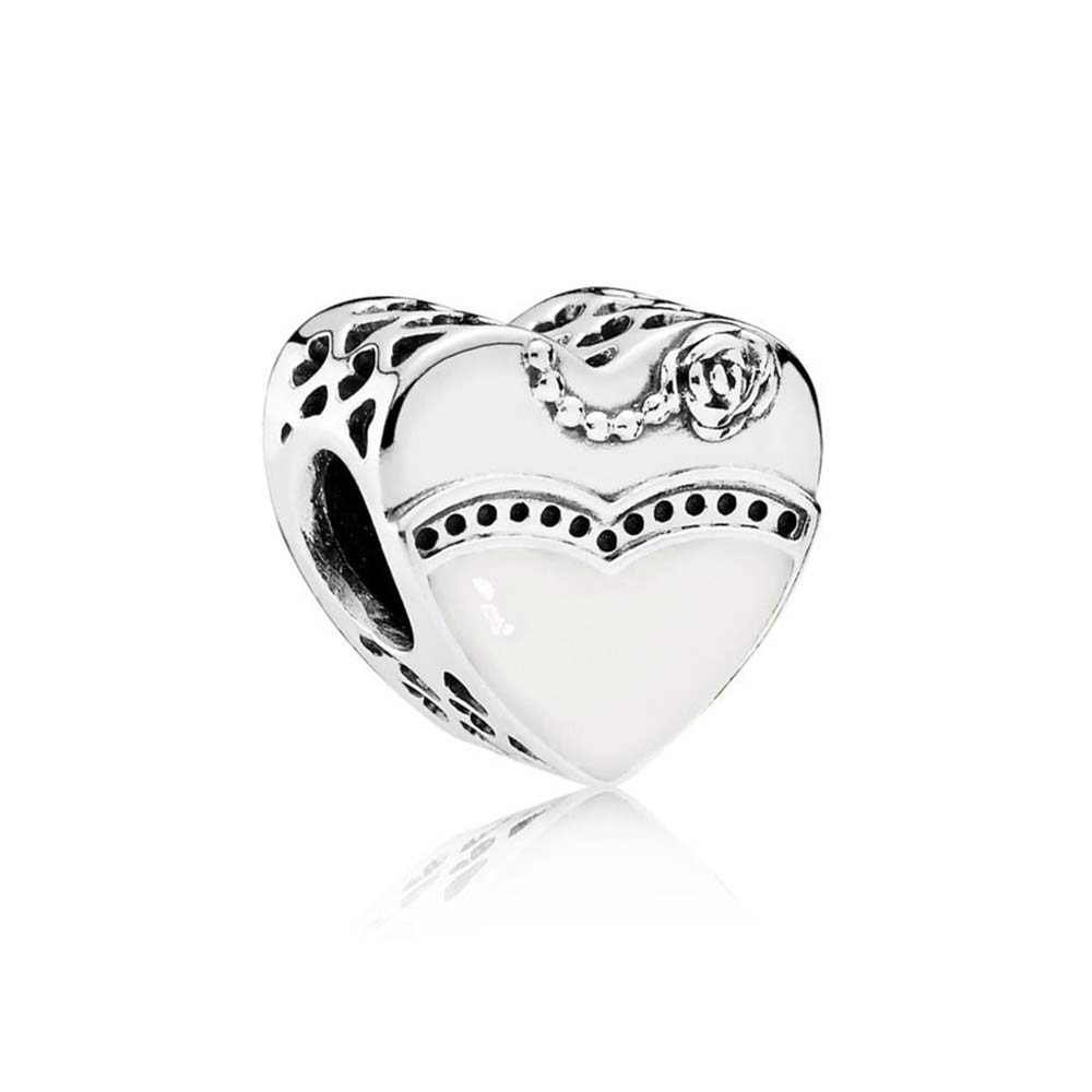 PDB ZZ 12 Pure Silver 925 Beads with 1:1 Heart-shaped Paw Print Pink Princess Ribbon Brilliant Butterfly Knot for Pan Bracelet: 791840ENMX