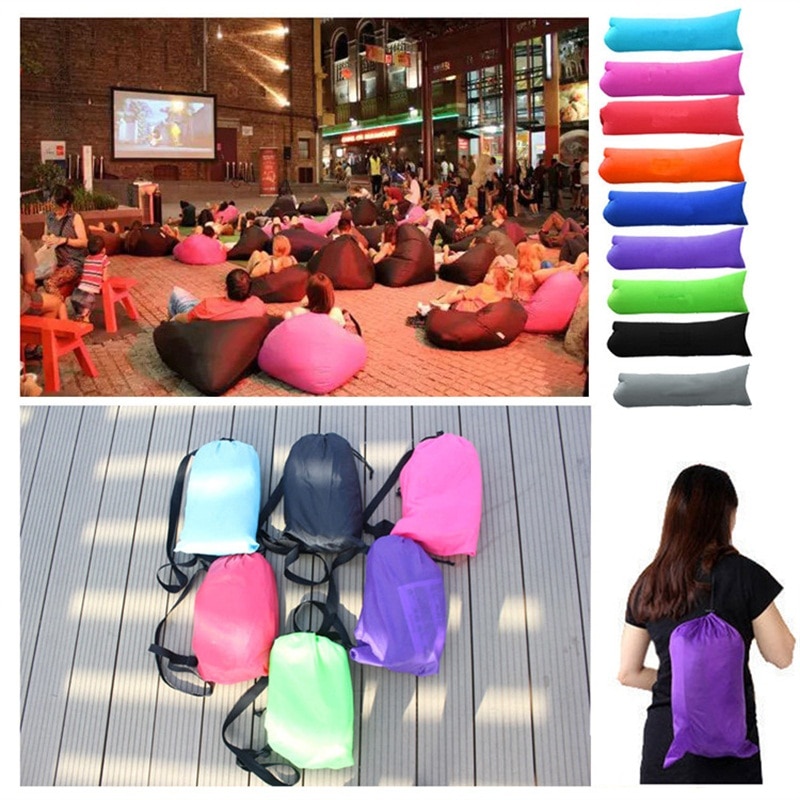 Inflatable Lounger Air Sofa Lightweight Beach Sleeping Bag Air Hammock Folding Rapid Inflatable Sofa for Beach, Camping, Travel
