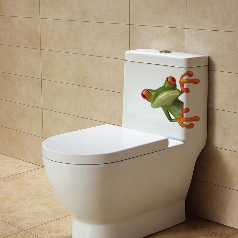 Wc-klistermærke sød frø smil toilet vægklistermærker køleskab klistermærke badeværelse naklejki na sciane dla dzieci papel de parede infantil