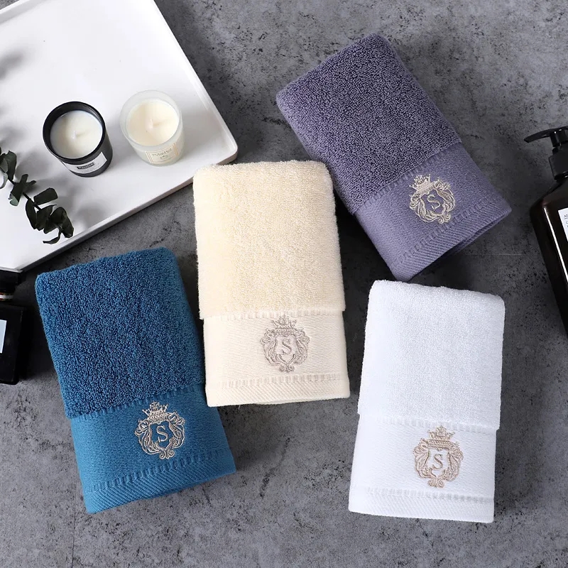 1/5/10pcs White Cotton Towel Set Embroidered Towels Set Highly Absorbent Towels Cover For Bathrooms, Gyms, Hotels And Spas