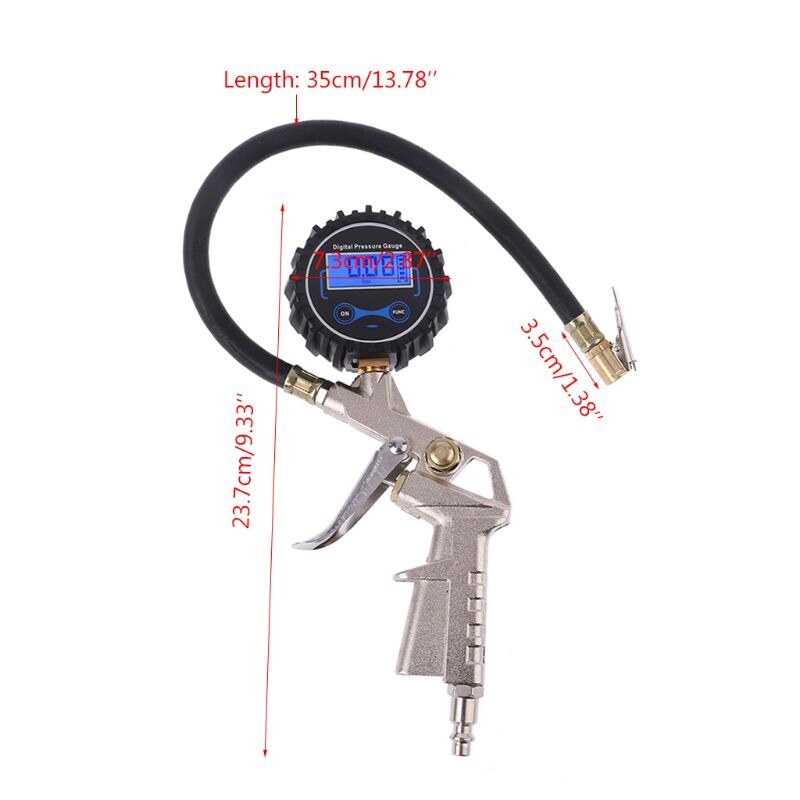 Digitale Reifen Inflator mit Automobil Manometer Schlauch und Futter Clip für Auto Lieferwagen Lkw Motorrad Fahrrad Reifen Druck