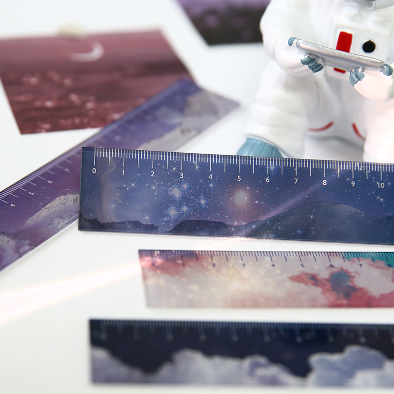 Dimi 15cm Long 4 Designs Ins Acrylic Ruler Drawing Tools Straight Ruler Multifunction Rulers Double-duty School Office Supplies