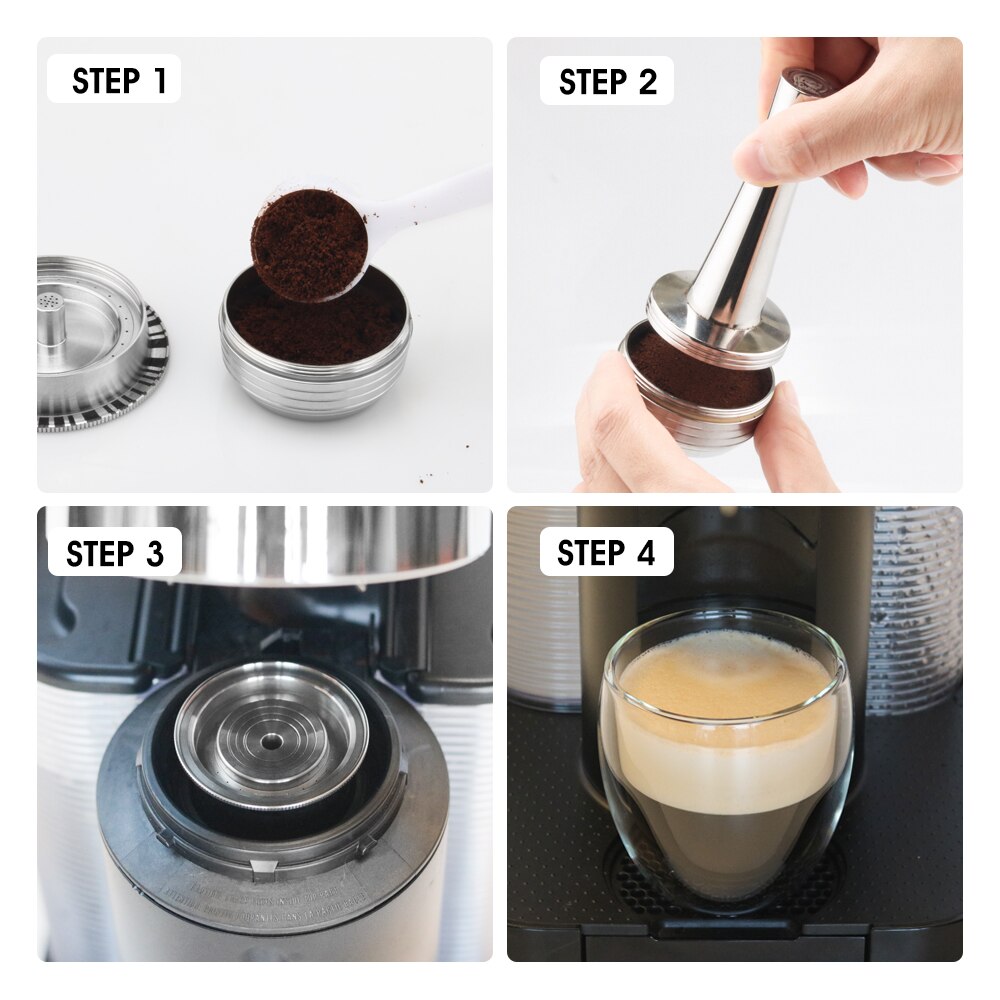 230ml genopfyldelige kaffekapsler miljøvenlige kapsler i rustfrit stål til vertuoline maskine delonghi env 150/  plus gca 1