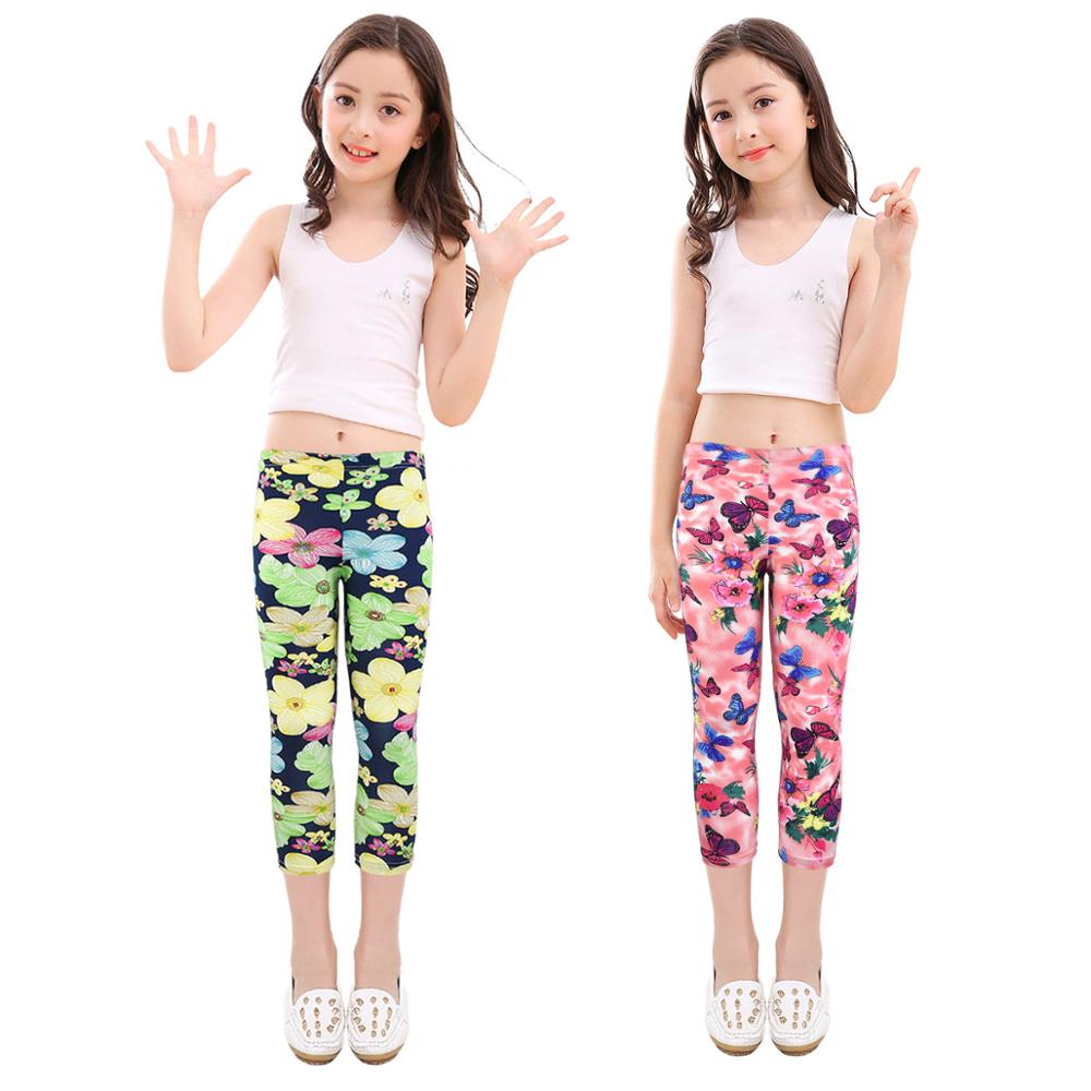 SLAIXIU été filles Leggings slim mollet longueur pantacourt enfants enfants crayon pantalon Leggings pour 4-10Y fille vêtements