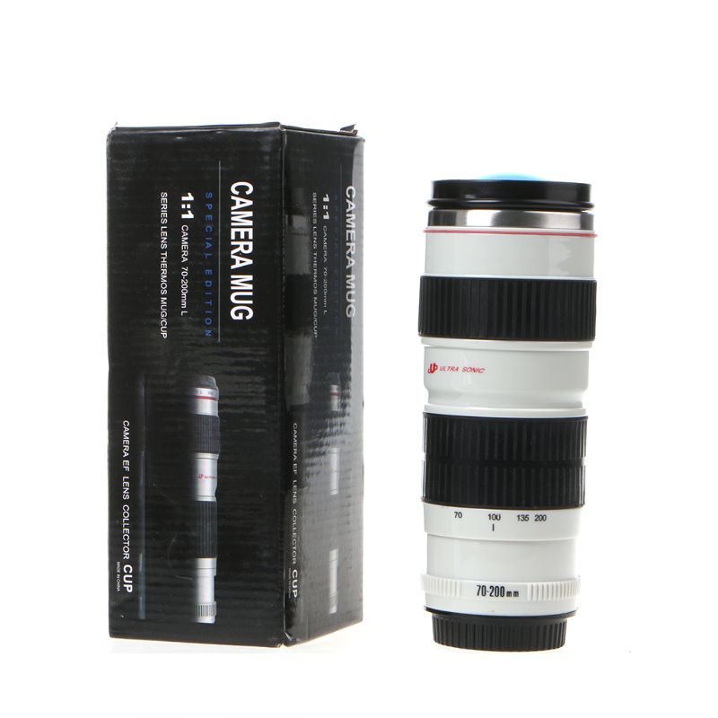 Portable Camera Lens Shaped Thermos EF 70-200mm Drink Mug Coffee Cup 400ML