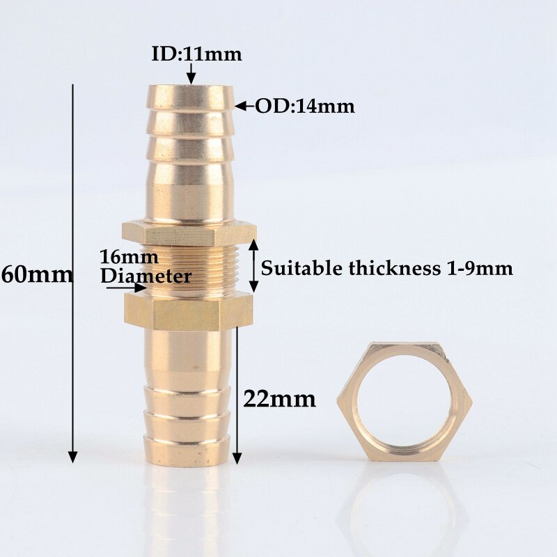 1 ~ 10 st 6-25mm koppar raka kopplingar sexkantsmutter bevattningssystem akvarium adapter vattentank slang skarv luftpump rörkoppling: 1pc / 14mm
