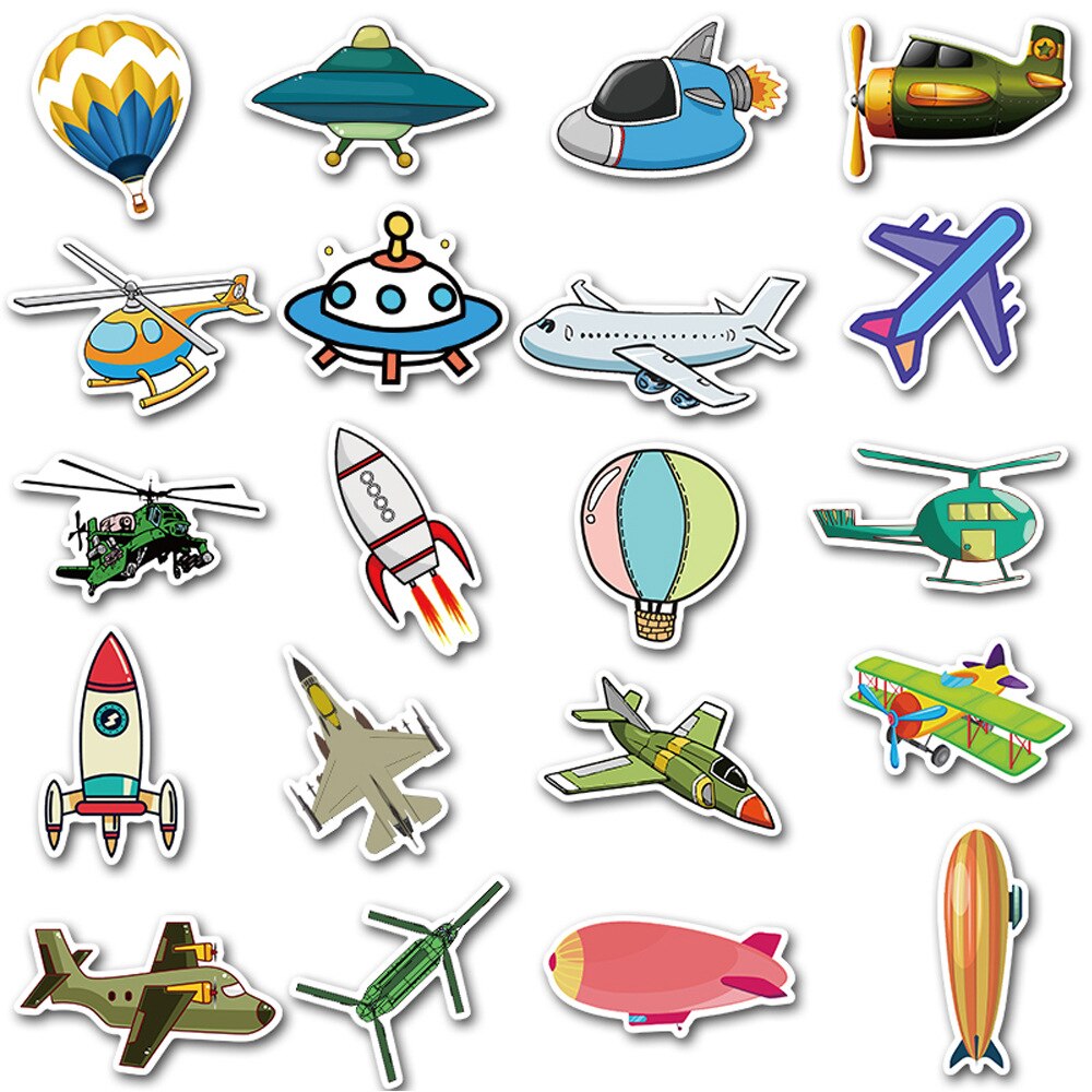 40 stk tegneserie fly klistermærker luftballon fly raketter ufo pvc mærkater klistermærke til bil laptop skateboard rejse kuffert