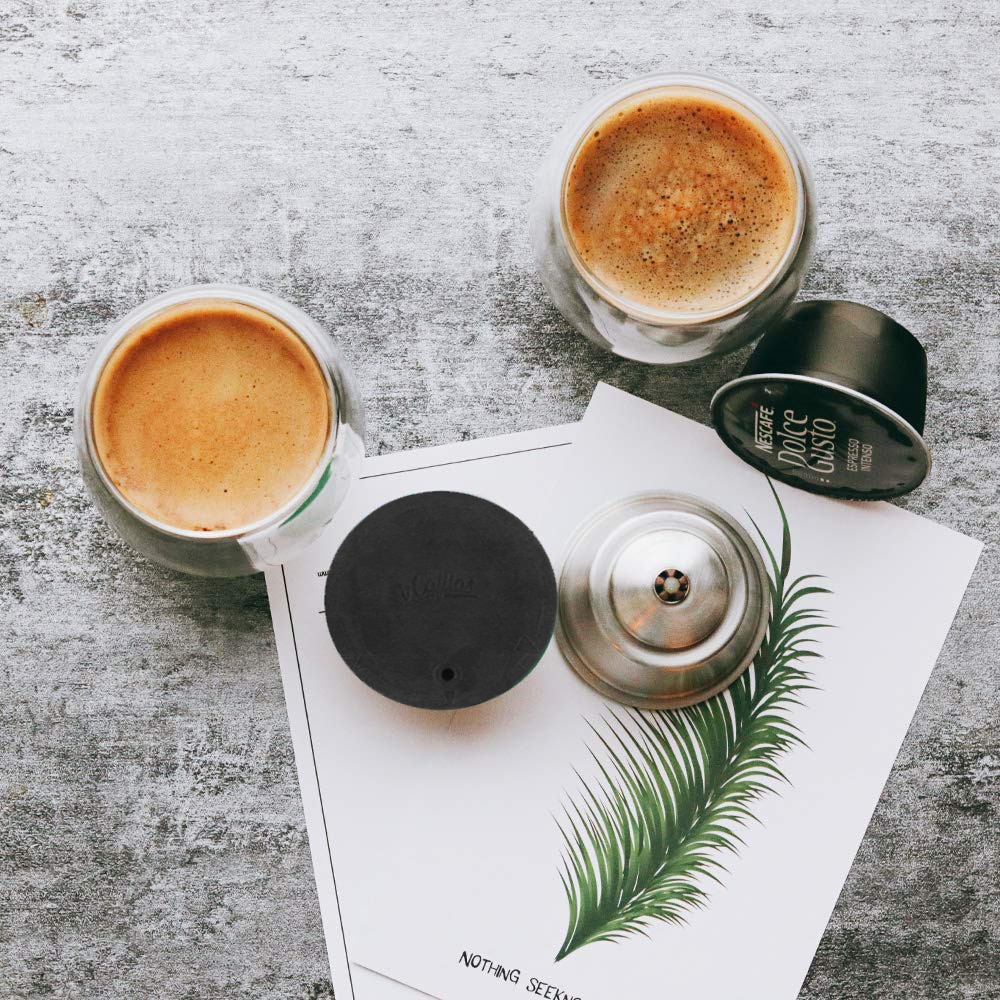 Reusable Coffee Capsule Cup Comaptible For Nescafe Dolce Gusto Lumio Refillable Filter Stainless Steel Body Original Lid