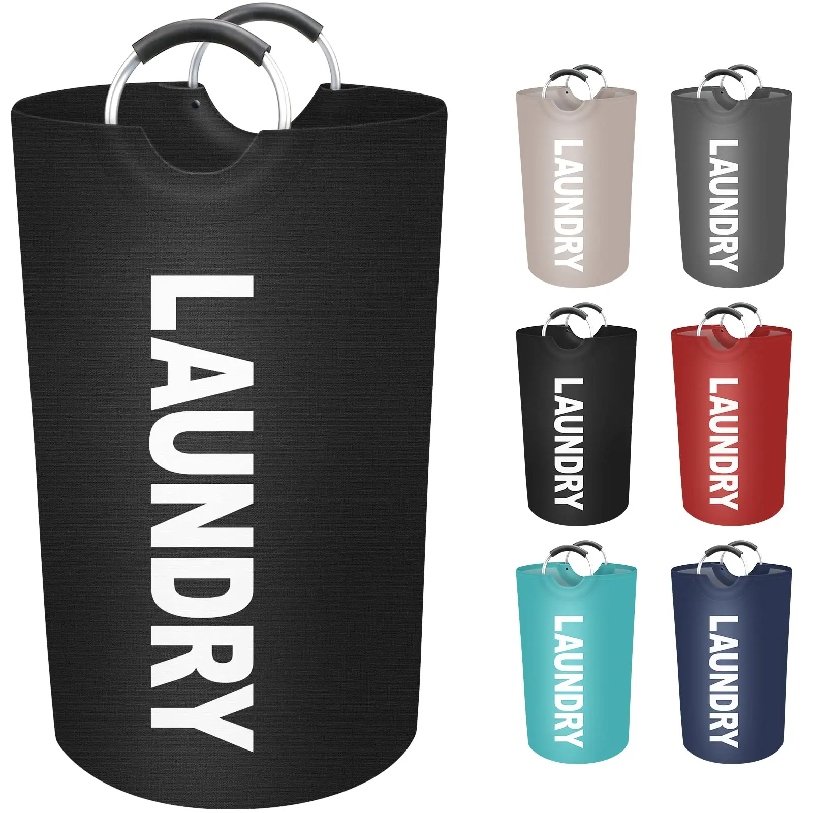 Grote Wasmand 115l Opvouwbare Waszak Met Comfortabele Handgreep Opvouwbare Wasmand Vuile Kleding Opbergbak: L / Black