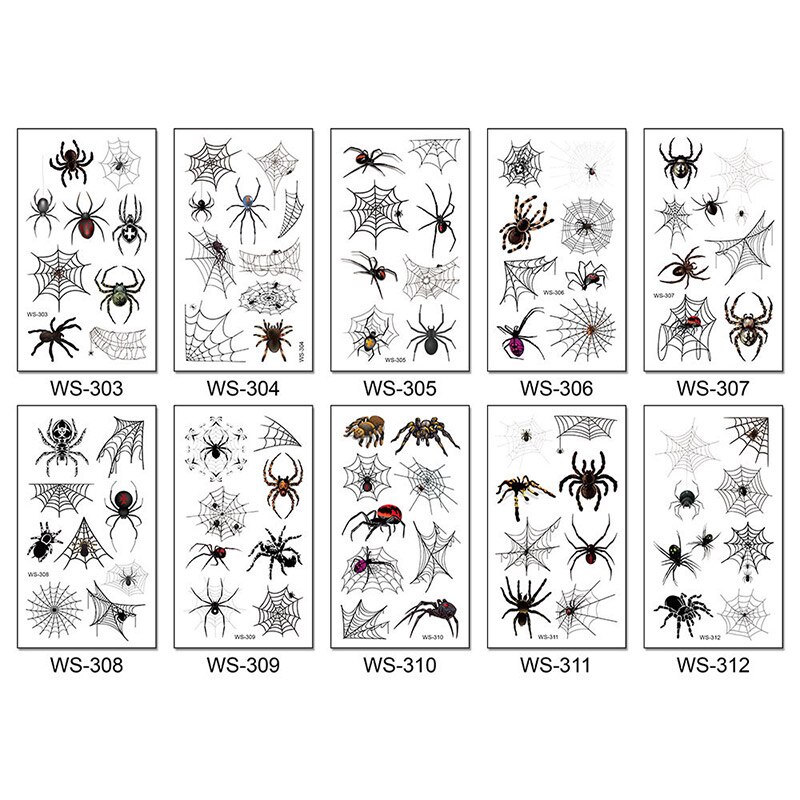 3D araignées autocollants de tatouage imperméables Halloween horreur toile d'araignée faux tatouage transfert d'eau tatouages temporaires bras outil d'art corporel