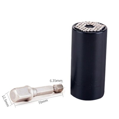 Torque Wrench Universal Sleeve Head Set Magic Socket Sleeve 7-19mm Spanner Key Style Grip Multi Hand Tools Cr-v Sleeve: Black