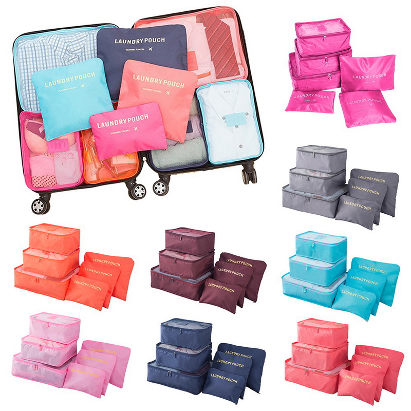 6 Stuks Set Reis Opbergzakken Koffer Inpakset Opbergdozen Draagbare Bagage Organizer Kleding Schoen Opvouwbare Organizer