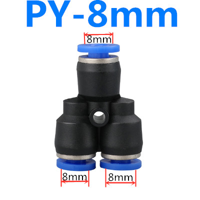 Rörkopplingar plast pneumatisk koppling koppling snabb tryck för luft vatten anslutning py pw anslut 4 6mm 8mm 10mm 12mm y form: Py -8