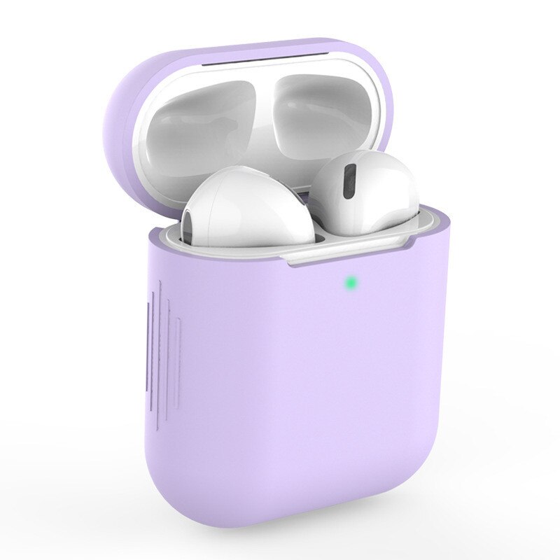 Candy Colors Soft Silicone Case For Apple Air Pods 2 Cases For AirPods 2 Silm Shockproof Earphone Protective Cover Accessory: Lavender