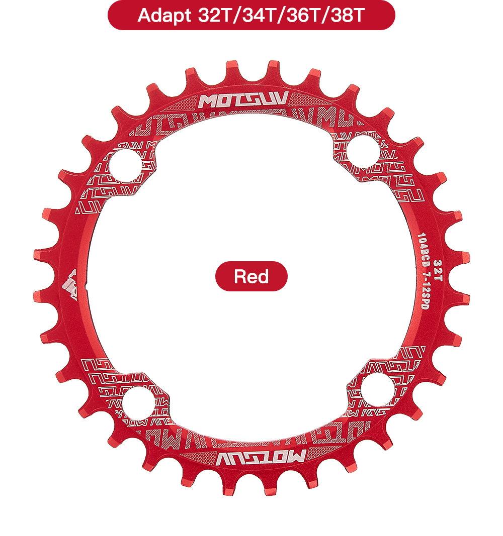 Motsuv fiets 104 bcd crank smal breed kettingblad mtb fiets rond ovaal 32 t 34 t 36 t 38t fietsen aluminiumlegering kettingblad onderdeel: Geel / 38t / Bsa
