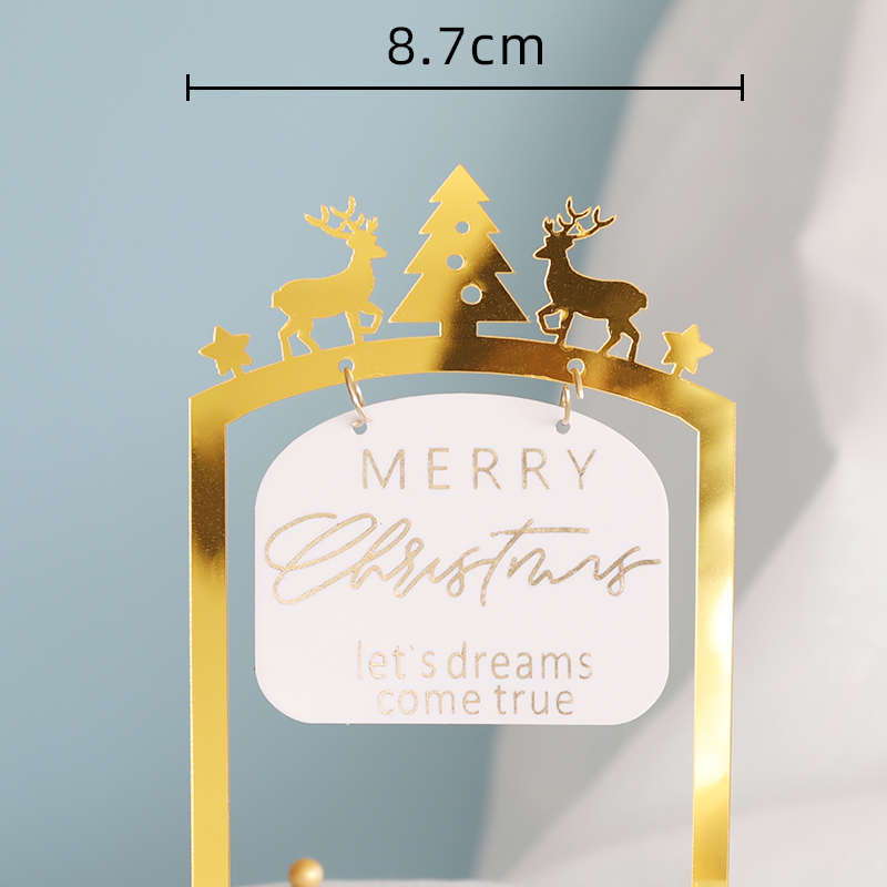 Merry Christmas Cake Topper Elk Antler Pine Cone Branch Garland Pine Tree Year Baking Cake Decoration Christmas Wreaths