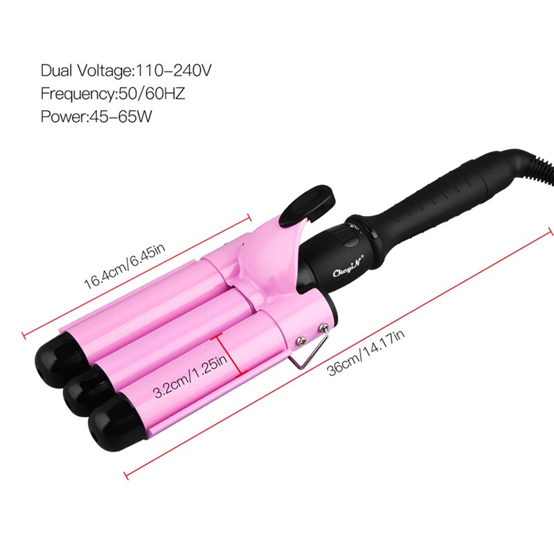 22mm 25mm 32mm 3 Barrels Hair Curler Wave Curler Ceramic Curling Iron LCD Display Perm Splint Roller Big Wave Hair Styling Tool