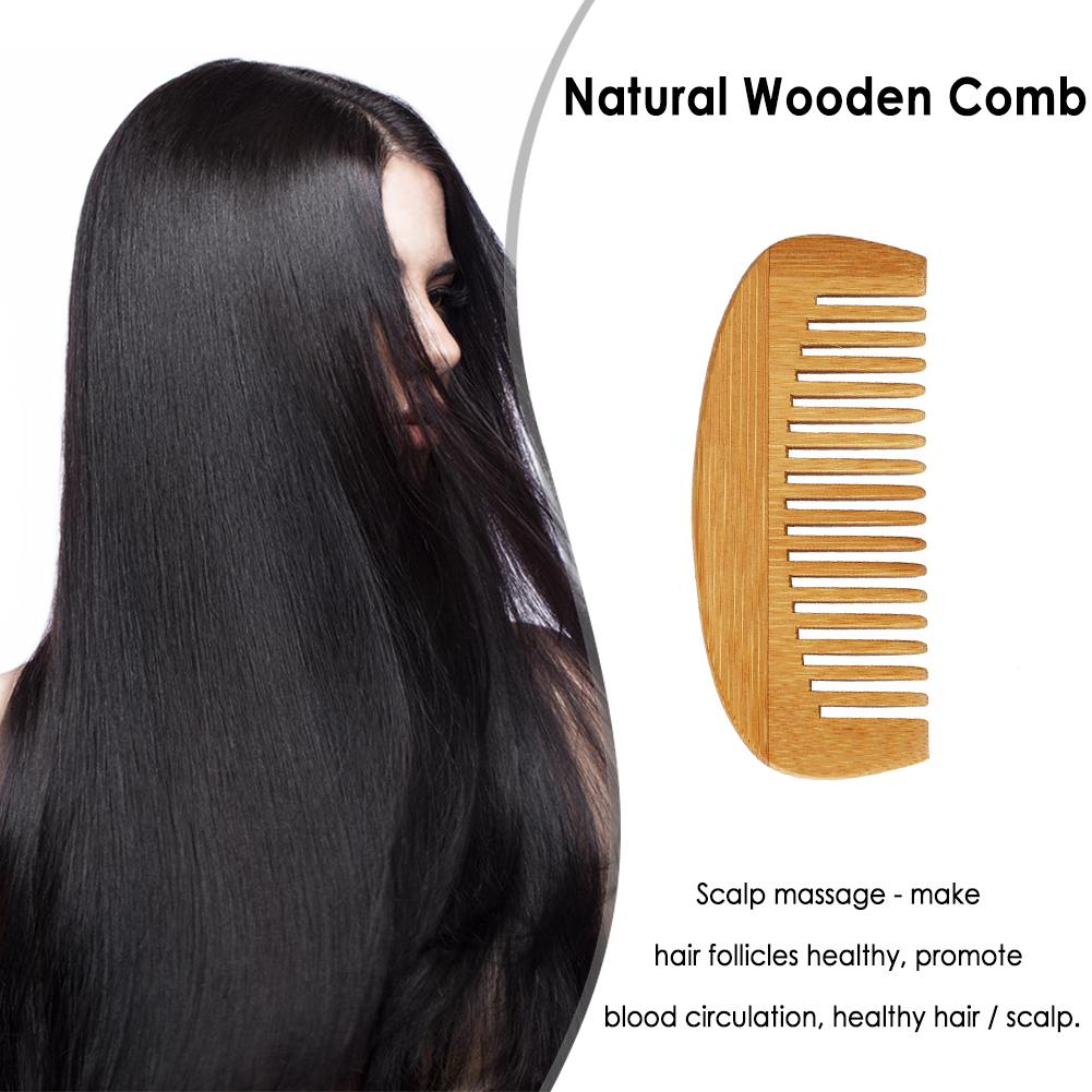 Peineta con motivo de luna creciente, 12x5,2 cm Nan bambú Crescent Hair, peine de peluquería portátil, peines de cuero cabelludo de masaje Antiestático de madera